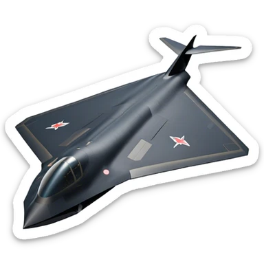 B-2 Spirit bomber - Northrop B-2 (Model Year: 2021) (Iconic colour: Stealth black) - A sleek, stealth bomber with smooth, angular contours and a matte jet-black finish. Emphasize a futuristic, minimalist design with a seamless fuselage, low-profile wings, and an overall intimidating stealth aesthetic. sticker