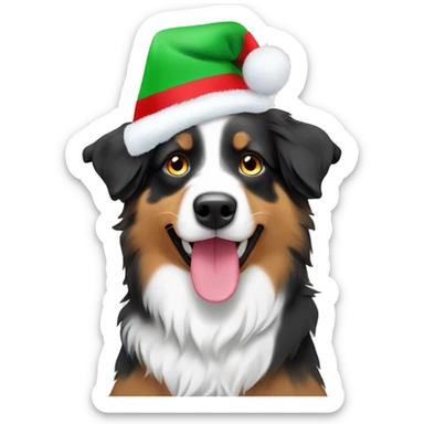 Australian Shepherd with xmas hat not￼ sticker