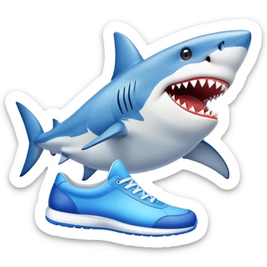 shark with shoes blue  sticker