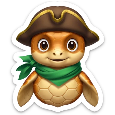 cute sea turtle wearing a gren pirate scarf sticker