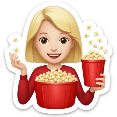 eating popcorn sticker