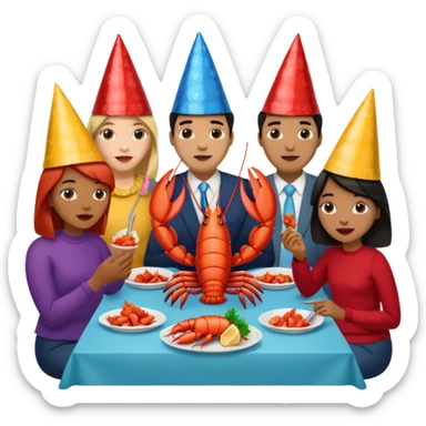 Too many people eating lobster at a family party sticker