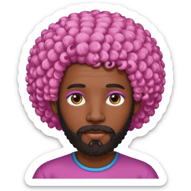 pink haired afro-curly bearded man sticker