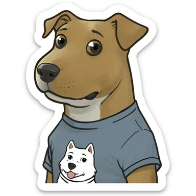 dog wearing a t-shirt sticker