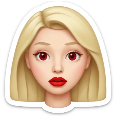 Confused face with big lips and lipstick sticker