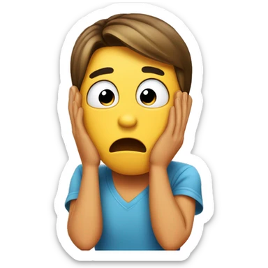 Shocked emoji with hand covering face with embarrassment  sticker