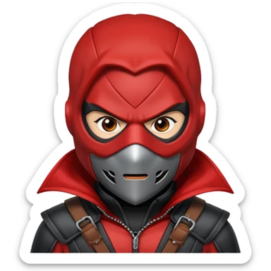 red hood with mask sticker