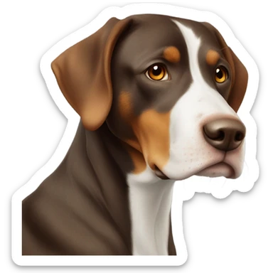 Appenzeller Viszla Mix Schwarz braun mit einem einzigen weißen fleck auf der brust sticker
