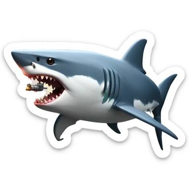 shark shooting a laser gun with a bald eagle  sticker
