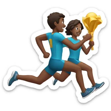 Passing the baton to another while running sticker