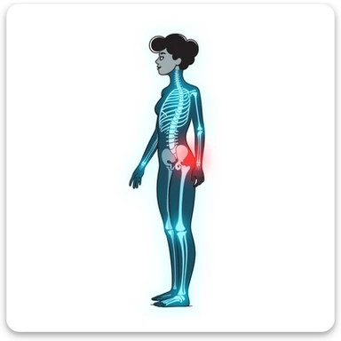 Medical illustration: glowing human body silhouette with highlighted joints, cool blue and green healing energy radiating outward, red inflammation areas being neutralized by blue light, clean clinical aesthetic, futuristic background sticker