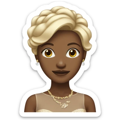 Brown skin blonde girl in elegant dress sticker