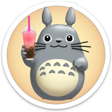 Totoro with bubble tea sticker