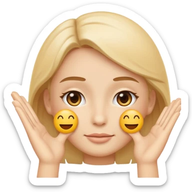 Minimal emoji representing reduced facial puffiness, soft hand gesture shaping the face contour, balanced and natural appearance, wellness-focused, simple and easy to understand
 sticker