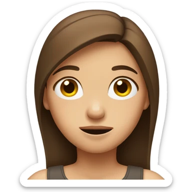 Girl with brown hair shrugging  sticker