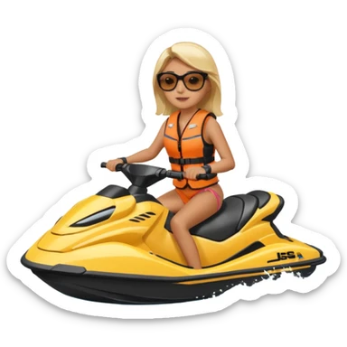 woman riding a jet ski sticker