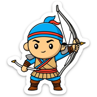 traditional Mongolian warrior bow and arrow sticker