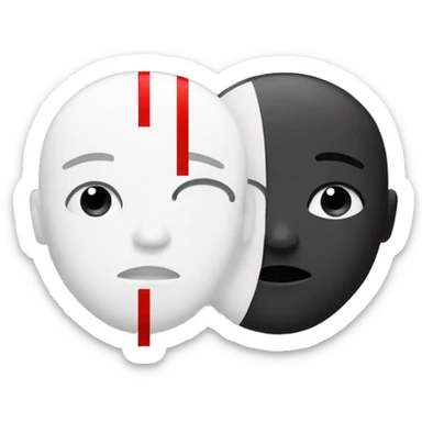 Black  and white divided by red line sad sticker