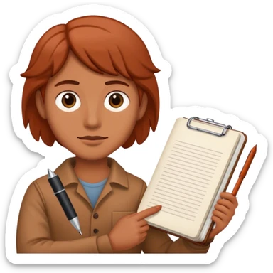 Open copybook and pen in dark terracotta color  sticker