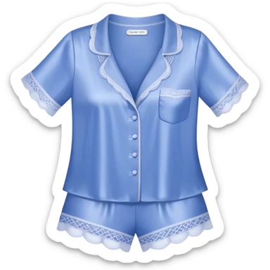 Periwinkle silk lace-trim pajama set sticker