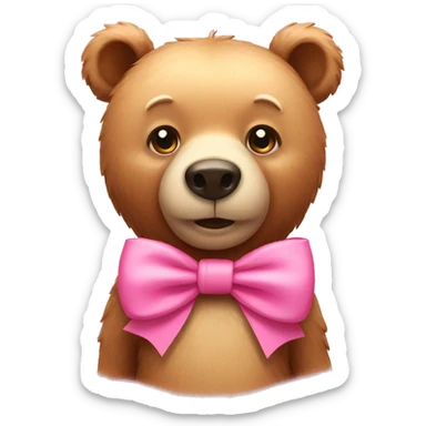 Bear wearing pink bow sticker