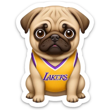 A pug with lakers uniform  sticker