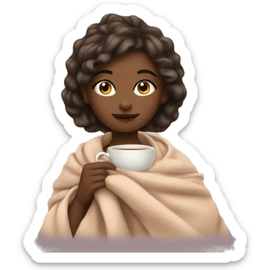 girl with a blankey and tea sticker
