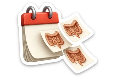 emoji stile iphone di un calendario con fogli che volano insieme, sui fogli ci sono disegnati degli intestini anatomici, iperrealistico 4k, isolato su sfondo bianco sticker