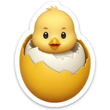 cartoon chick sitting inside a eggshell sticker