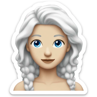 White hair main with bright blue eyes sticker