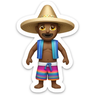 Jedi with bathing suit and sombrero  sticker
