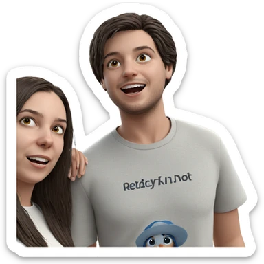 girl and boy by ocean sticker