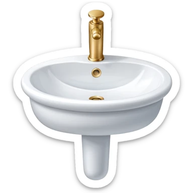 A white porcelain bathroom water sink standing upright sticker