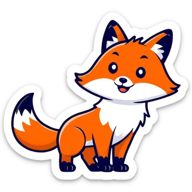 Red fox waving hi sticker