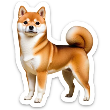 Cinematic Noble Shiba Inu Portrait Emoji, Poised and regal, with a compact, agile build and a well-groomed coat of vibrant red with a creamy underbelly, deep-set soulful brown eyes, Simplified yet sharp and sophisticated features, highly detailed, glowing with a soft, dignified glow, high shine, intelligent and spirited, stylized with an air of elegance, focused and attentive, soft glowing outline, capturing the essence of a watchful and confident companion, so majestic it feels as though it could prance out of the screen with effortless authority! sticker