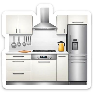 modern kitchen with countertop and appliances sticker