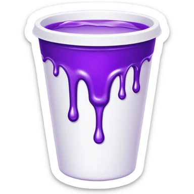 sytrofoam cup with a thick purple liquid dripping sticker