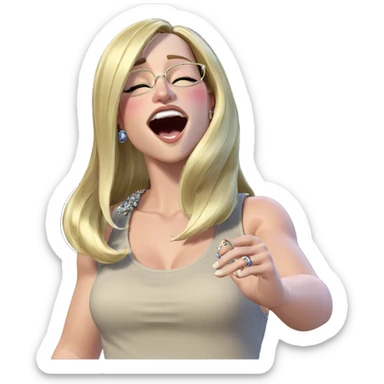 blonde girl singing with jewelry sticker