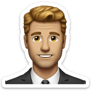 man thats white with brown hair, a suit on amazing yet manly eyelashes, that is looking like jfk  sticker