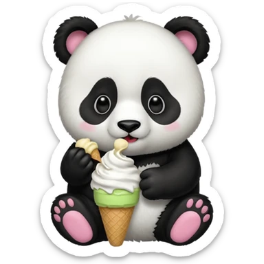 Panda eating ice cream sticker