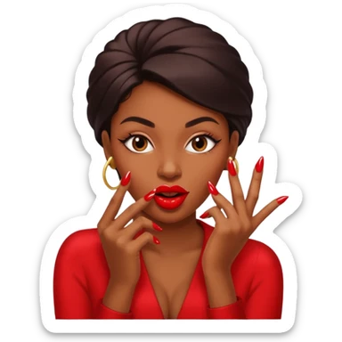 Big lips long nails bestie circle head biting her 1 nail sticker