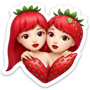 strawberry 🍓 and red kiss 💋 fashioned stylish  sticker