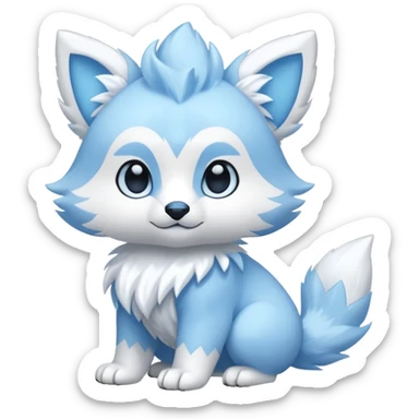 Cute cool white blue animal hybrid Fakemon full body sticker