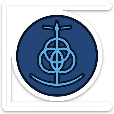 Edit the images to show a blue circle with the Elden Ring logo inside. Use a very simple flat color clip art style. The background should be the darkest blue from the palette, and the logo should be the lightest blue from the palette replacing the original yellow. The style is minimal with no text and a transparent background. sticker