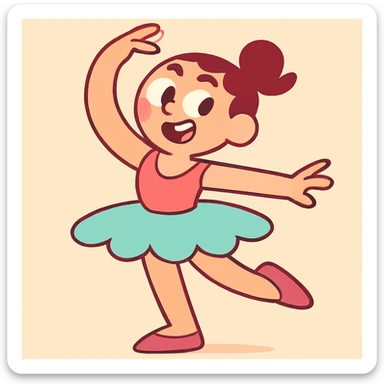 ballerina skirt, modern style, bold colors, dynamic shape sticker