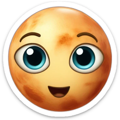 planet Venus with a cartoon gamy face with big playful eyes sticker