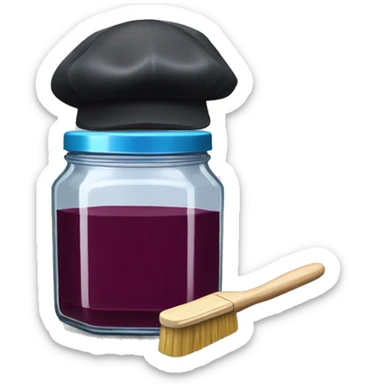 hexagonal jam jar with a painter beret and a painter brush sticker