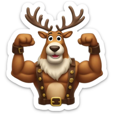 Reindeer muscular schlitz beer showing off biceps arms crossed masculine fierce sticker