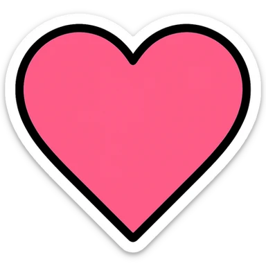 pink heart, simple, modern, vector style sticker