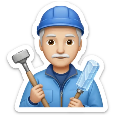 Sculptor with chisel & mallet,Ice Sculptors. sticker